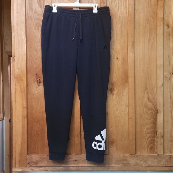 Adidas Jogger Athletic Drawstring Sporty Sweatpants, XL, Black & White Logo - Picture 1 of 7